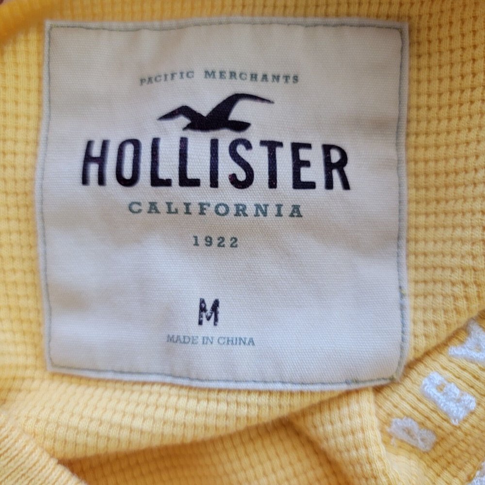 Hollister "Newport Beach" Men's Yellow 100% Cotton Thermal Shirt - Size M EUC - Picture 7 of 7